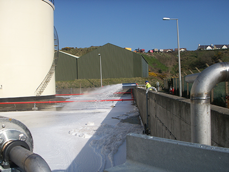 Albright Engineering Design Services - Project: Total Isle of Man,Fire defence project Foam pourers being tested. 
